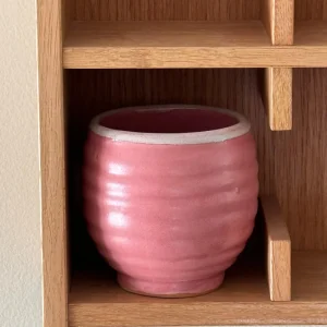 Japansk keramik kop – pink med hvid kant (uden hank, 300 ml)