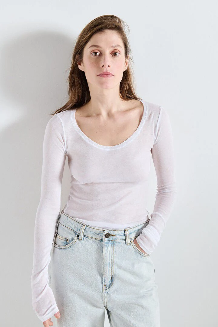 American Vintage - Langærmet t-shirt - Blanc - Massachusetts - Billede 3